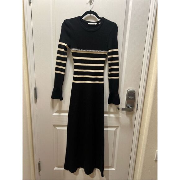 MON RENN RHYTHM STRIPE KNIT DRESS - White/Black STRIPE size S NWT$219 - Picture 6 of 8